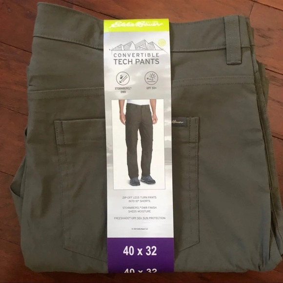 NWT Eddie Bauer mens convertible tech pants green 40 X 32 - Picture 4 of 6